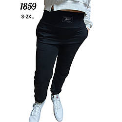 Жіночі чорні спортивні штани із широким поясом "Туреччина" Розміри: 42,44,46,48,50 (31122-2)