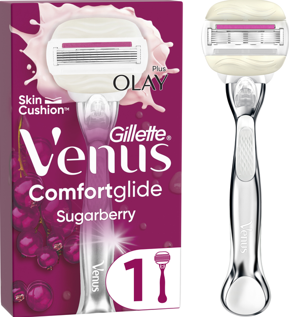 Станок для гоління жіночий (Бритва) Venus Comfortglide Sugarberry Plus Olay з 1 змінним картриджем, фото 1
