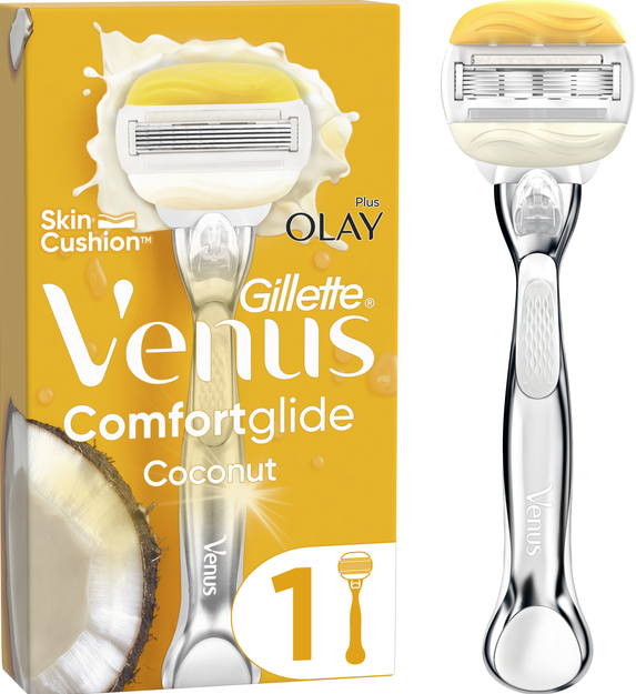 Станок для гоління жіночий (Бритва) Venus ComfortGlide Olay з кокосом з 1 змінним картриджем, фото 1