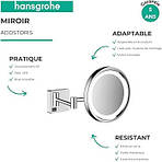 Дзеркало для гоління з LED-підсвіткою Hansgrohe ADDSTORIS 41790000, фото 6