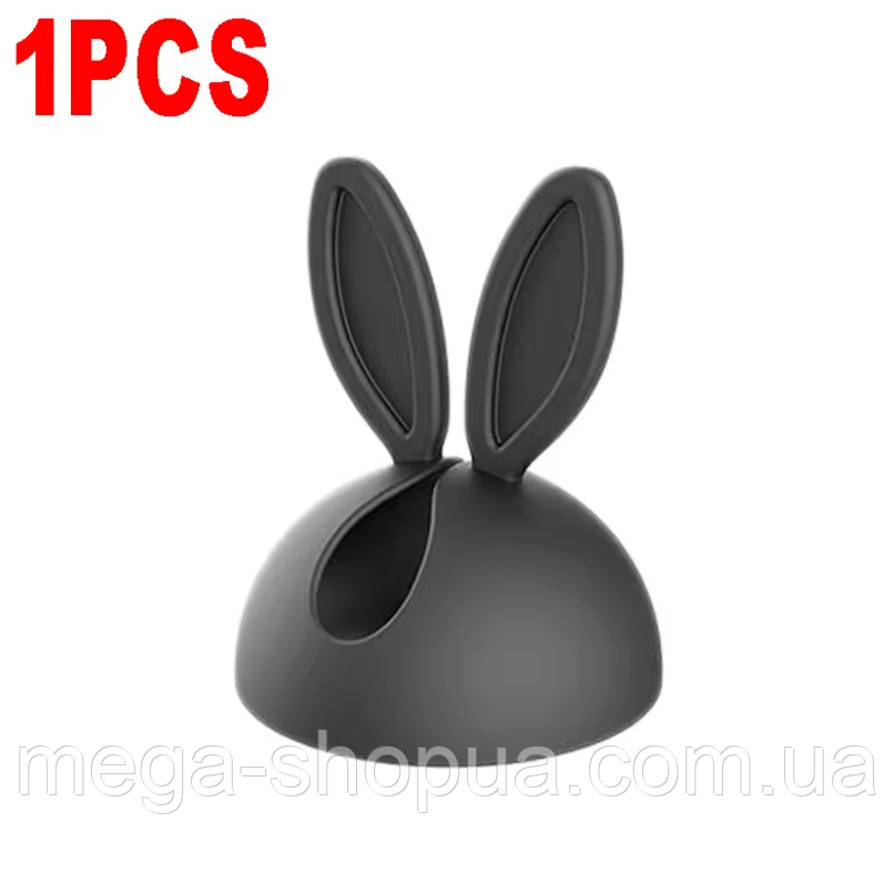 Тримач органайзер для кабелів дротів Tiegem 1-Clips 1 шт. "Зайчик" Чорний