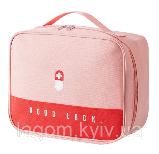 Велика аптечка для ліків рожева медична сумка-органайзер, кейс-валіза для зберігання медикаментів, фото 1