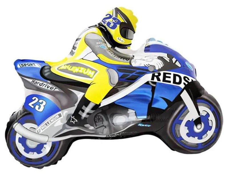 Фольгована куля "Мотобайк" Синiй.  Розмір: 53см*69см.