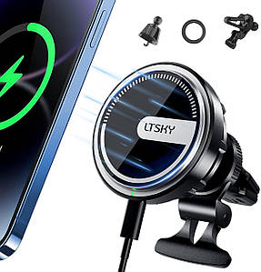 Бездротовий зарядний пристрій для автомобіля LTSKY 15 Вт. Універсальний магнітний зарядний пристрій