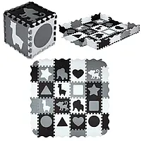 Розвивальний килимок манеж-пазл Nils Fun MD03 140x140см 36 елементів GRAY