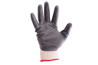 Перчатки Intertool SP-0112 з нітриловим покриттям 10" (біло-сіра) для побутових і будівельних робіт, 12 шт.