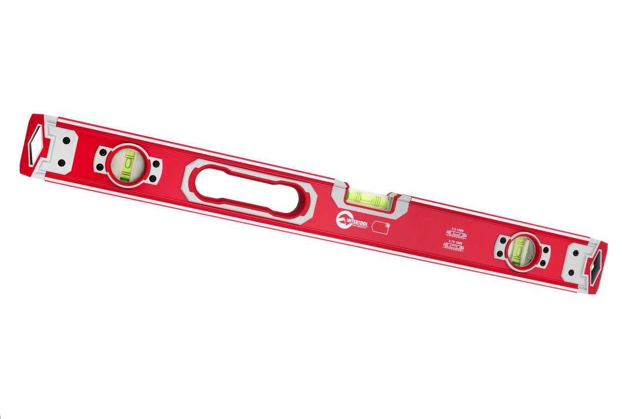 Уровень будівельний алюмінієвий Intertool 1000 мм Pro (MT-1510) з 3 ампулами, точність 0.5 мм/м