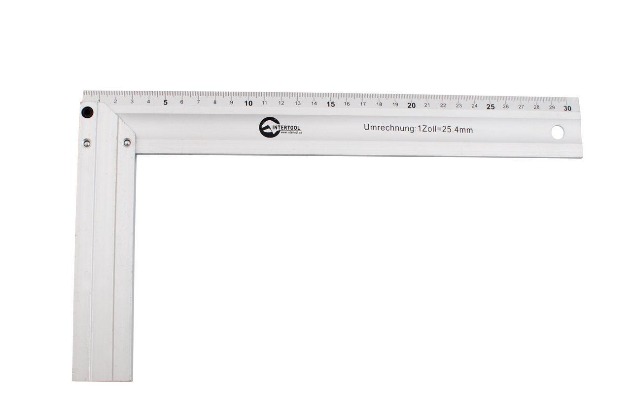 Угольник алюмінієвий Intertool 400 мм (артикул MT-2064) для розмітки та перевірки кутів, легко читається розмітка., фото 1