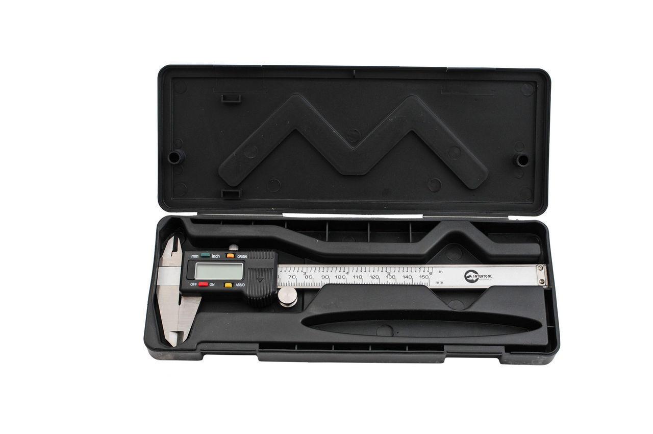 Електронний штангенциркуль Intertool 150 мм з поділом 0.01 мм (артикул MT-3006) для точних вимірювань