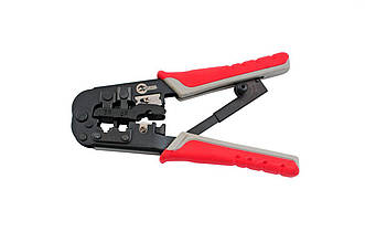 Клещи для опресовки коннекторів RJ11, RJ12, RJ45 Intertool HT-7052 з ножами для обрізки та очищення кабелів