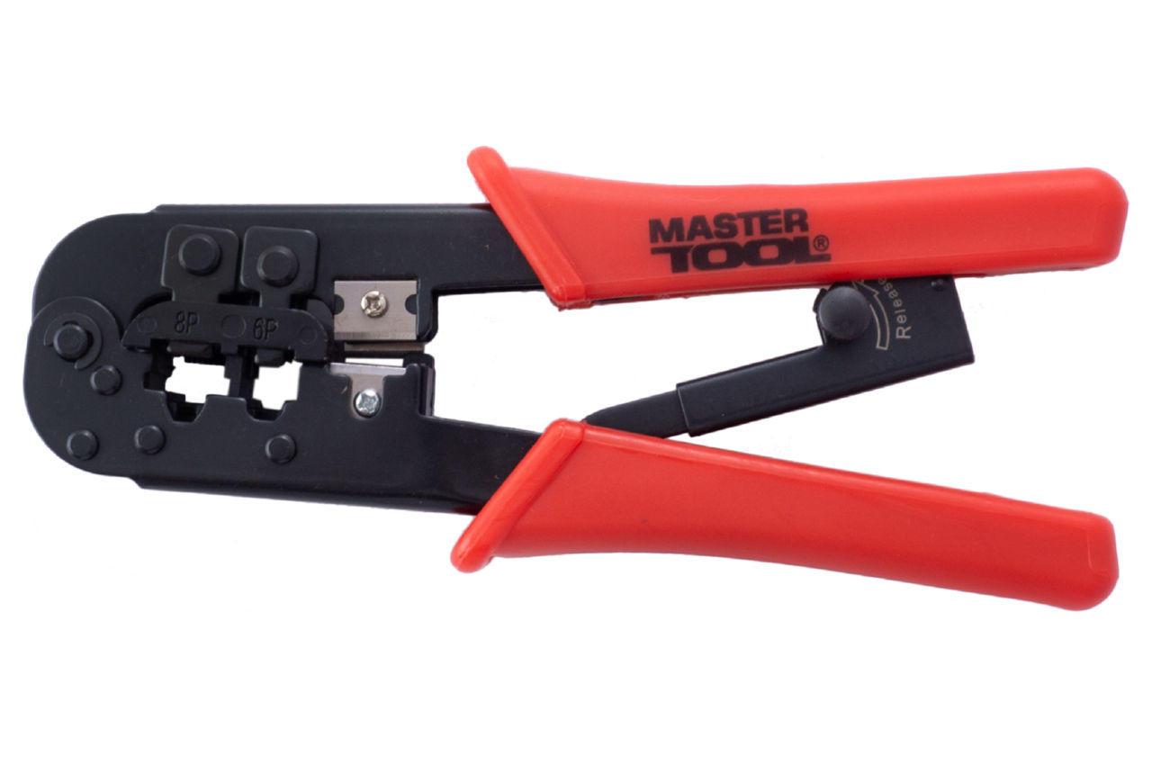 Кліщі для опресовки штекерів Mastertool 190 мм RJ11 RJ12 RJ45 (75-2243) з функцією обрізки та зняття ізоляції, фото 1