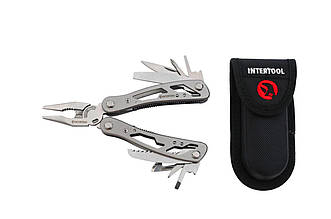 Мультитул Intertool 12-в-1 HT-0540 з нержавіючої сталі з чохлом, плоскогубцями та ножами, 165 мм