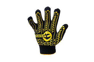 Перчатки Intertool SP-0128 чорні 10" з ПВХ-покриттям, 60% бавовна, 40% ПВХ, 10 шт.