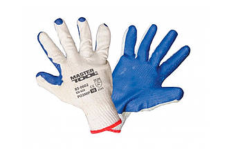 Перчатки стекольщика Mastertool латексні (сині) 10" (артикул 83-0602) - захист для роботи зі склом і плиткою, 6 шт.