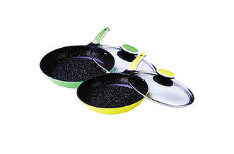 Сковорода антипригарна Maestro MR-1220-22, 220 мм, з жаростійкою скляною кришкою, Ceramic Coating