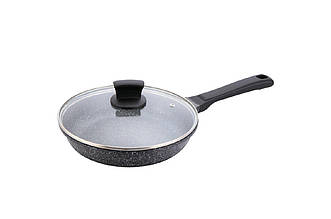 Сковорода антипригарна Maestro MR-1225-28, 280 мм, з кришкою, литий алюміній, індукційне дно, Granite покриття