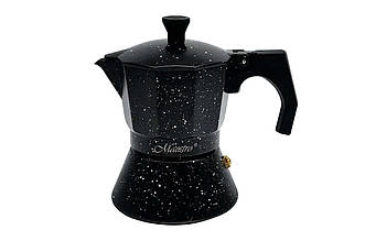 Гейзерна кавоварка Maestro MR-1667-3, алюмінієва, 150 мл, для індукційних плит, на 3 чашки кави