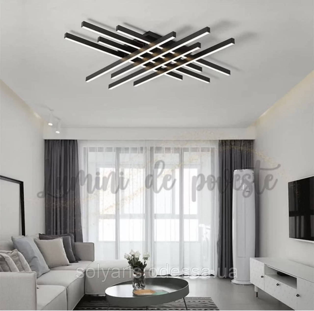 Стельова світлодіодна люстра геометрія 192 ват 73см 223406/8 (чорна,біла), фото 1