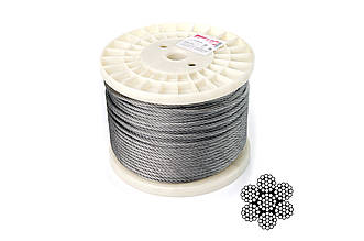 Трос нержавіючий Apro 5мм x 100м (6х19+1x19) DIN 3060, артикул WR-G5N, тип буксирувальний, виробник APRO