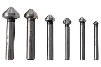 Набір зенкерів Intertool SD-5006, 6 шт. (6.3-20.5 мм) для обробки отворів і зняття фасок з швидкорізальної сталі