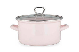 Каструля емальована Biol 240 мм, 5.6 л, рожевий (артикул CE24P) - універсальний посуд для приготування