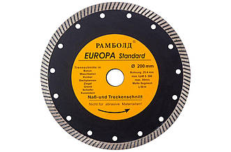 Диск алмазний Рамболд 200 x 25.4 мм турбо (артикул 200 T) для різання бетону і цегли