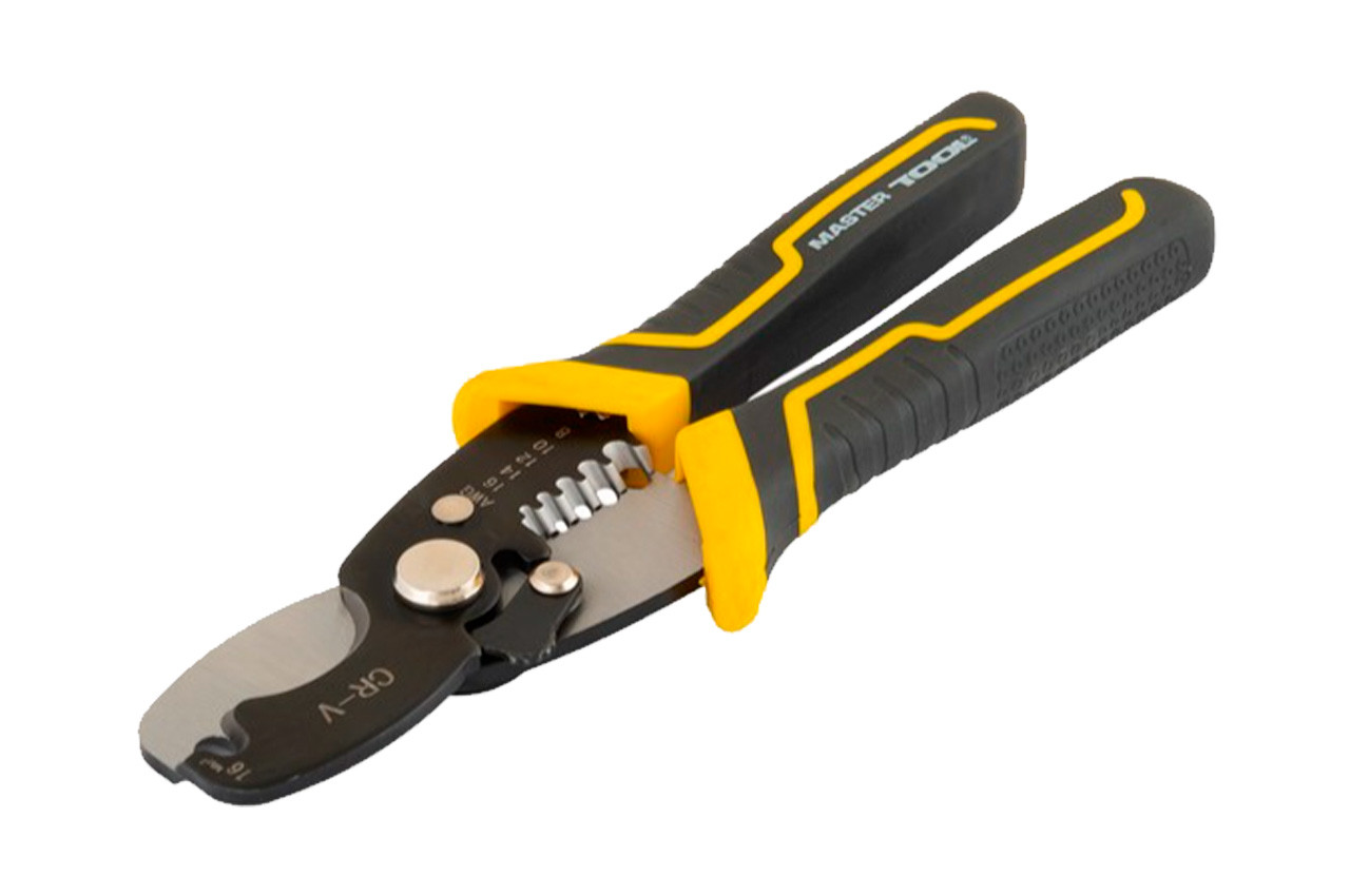 Сйомник ізоляції та кабелерез Mastertool 175мм, артикул 75-2275, для проводів 1,3-8мм², макс. діаметр різання 10,5мм