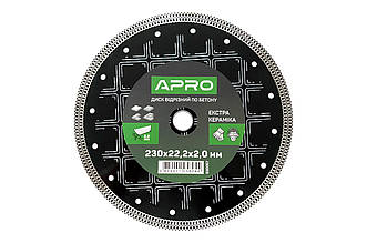Диск алмазний Apro 230мм x 22-24% для кераміки екстра, артикул 830057, тип суцільний