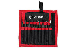 Набір пінцетів Intertool NT-6002 (9 шт, 120-140 мм) в чохлі для точних робіт з електронікою та ювеліркою