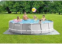 Каркасний басейн Intex 26720 (107*427 см., об'єм: 12706 л., картриджний фільтр-насос 3785 л/год, драбина, тент, підстилка, серія: