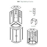 Гідромасажний паровий бокс 100х100х223 см GOLSTON G-U695 S напівкруглий низький піддон прозоре скло 6 мм, фото 10