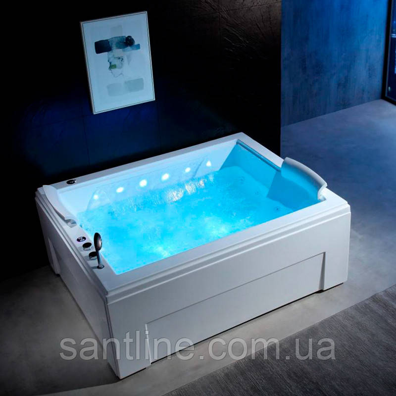 Гідромасажна та аеромасажна ванна 1850х1500х710 мм Golston G-U262P пристінна двомісна джакузі, фото 1
