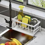 Зливна стійка для раковини на стільниці багатофункціональна полиця кошика біла, фото 5