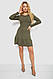 Плаття трикотажне з оборкою, колір хакі, 230R0112, фото 2