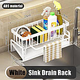 Зливна стійка для раковини на стільниці багатофункціональна полиця кошика біла, фото 7