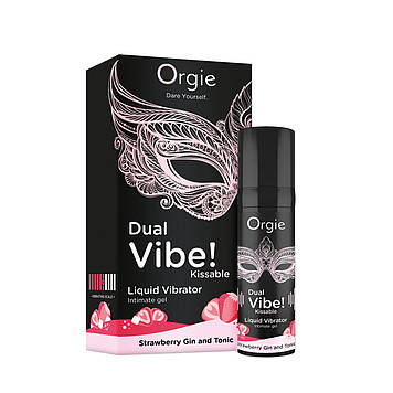 Рідкий вібратор Orgie Dual Vibe! Strawberry Gin & Tonic Kissable Liquid Vibrator, 15 мл Bomba💣