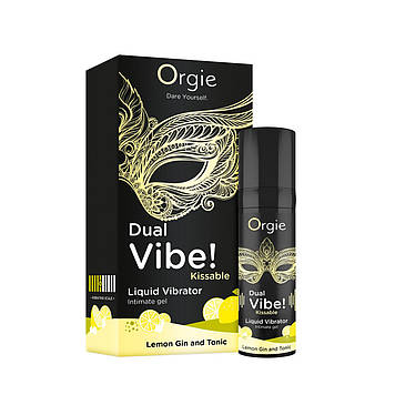 Рідкий вібратор Orgie Dual Vibe! Lemon Gin And Tonic Kissable Liquid Vibrator, 15 мл Bomba💣