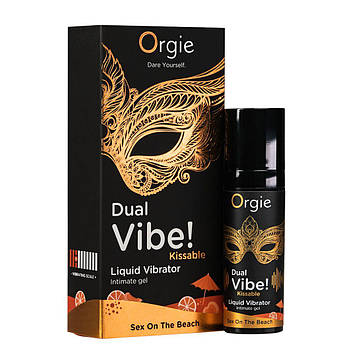 Рідкий вібратор Orgie Dual Vibe! Sex On The Beach Kissable Liquid Vibrator, 15 мл Bomba💣