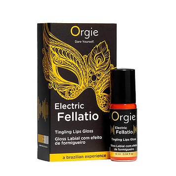 Блиск для губ з ефектом вібрації Orgie Electric Fellatio Lips Gloss, 10 мл, смак фруктового асорті Bomba💣