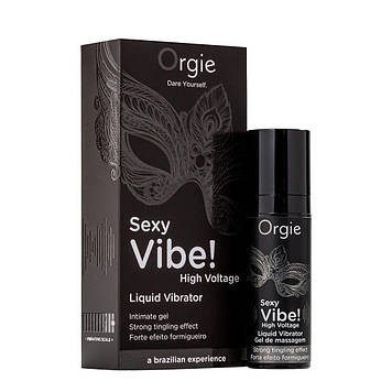 Рідкий вібратор Orgie Sexy Vibe! High Voltage, 15 мл, ефект мурашок + дуже потужна вібрація Bomba💣