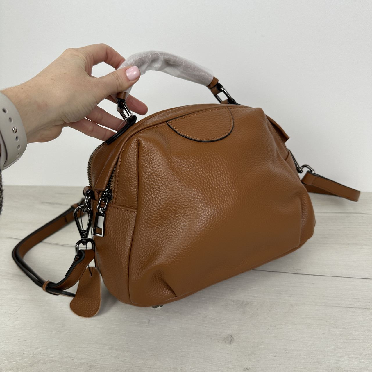 Шкіряна сумка бочонок Lanvera с102-кт-4380 Коричнева, фото 1