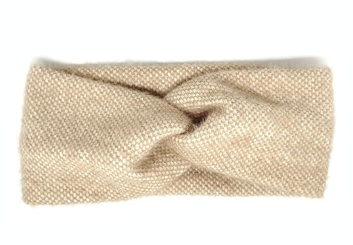 Пов'язка жіноча тепла бежева ангорка, фото 1