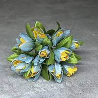 Букет пролісків (на ніжці), колір-жовто-блакитний, довжина 7-8 см, 1 букет/10 шт., Різнокольоровий