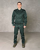 Костюм для охорони банку, служб безпеки організацій, куртка під гумку, колір темно-зелений