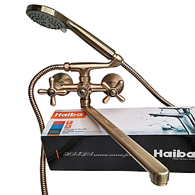 Латунний змішувач для ванної з душем HAIBA Dominox 140 BRONZE в бронзовому кольорі
