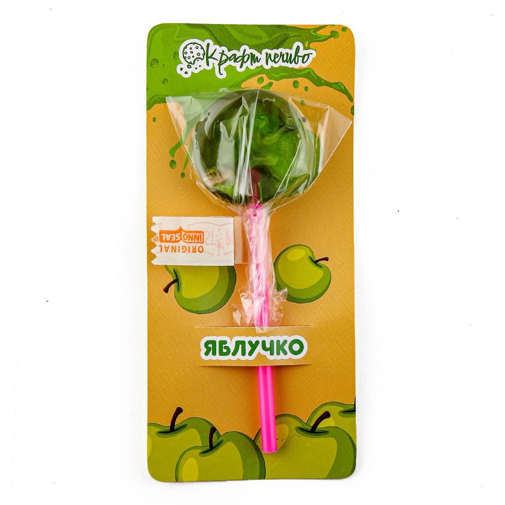 Льодяник на підкладці з цукром на паличці "Яблуко" ТМ, фото 1