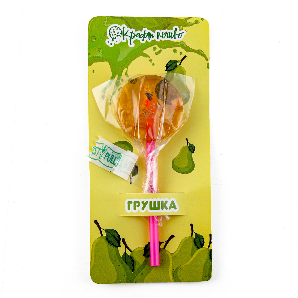 Льодяник на підкладці з цукром на паличці "Груша" ТМ Крафт печиво (10г/шт)(1шт/уп), фото 1