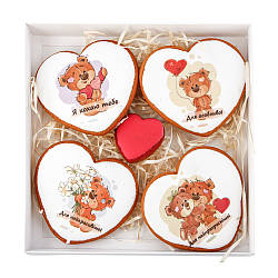Набір пряників "Мішутка" 4 сердця великих 1 маленьке 5шт/уп