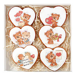 Набір пряників "Медведики" 6 сердець великих 6шт/уп