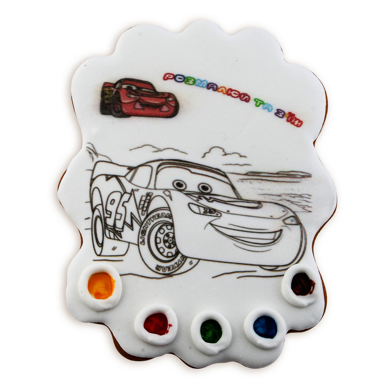 Пряник розмальовка Крафт Печиво Тачки Блискавка МакКвін 85г, фото 1